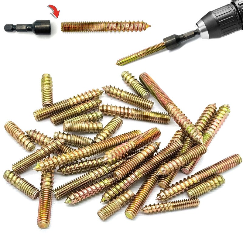 Matrelt 31 Pack 5/16-18" Hanger Bolts 5Sizes 1-3 Inch Include1 pcs Hanger Bolt Driver Double Headed Bolts Wood Dowel Screw Self-Tapping Screw Hanger Bolt for Furniture Screws Wood Screws Double Threaded - Image 5